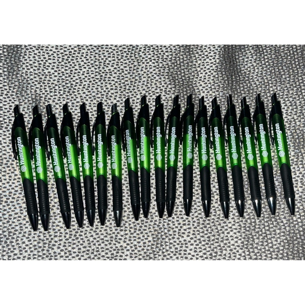 Lot of  18 NEW Huntington Bank Advertising Promo Black Ink Click Pens